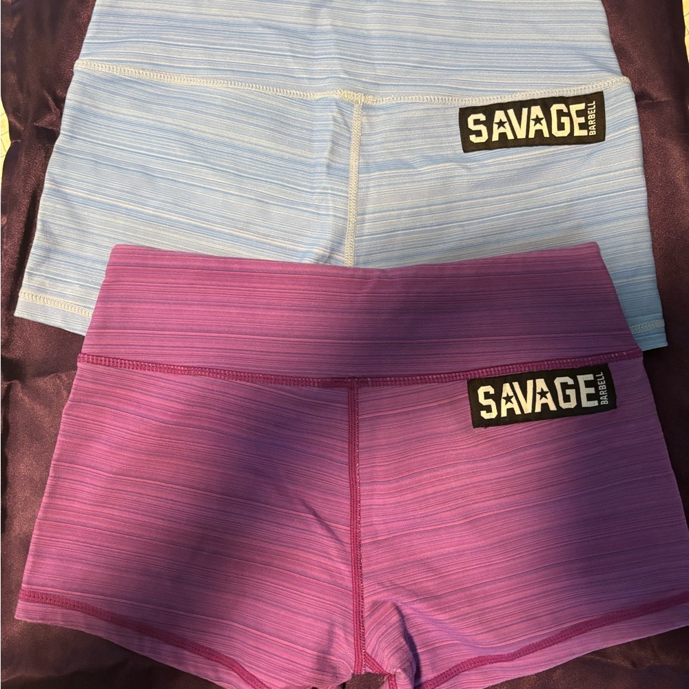 Savage Barbell Athletic Shorts - Purple and Light Blue both size small